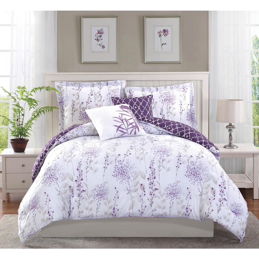 Studio 17 Fresh Meadow Purple 5-Piece Full/Queen Comforter ...