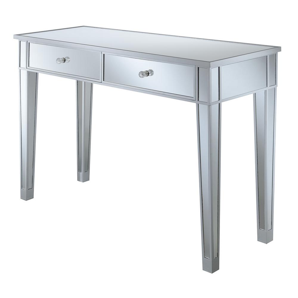 Convenience Concepts Gold Coast Mirrored Desk 413372 The Home Depot Convenience Concepts Gold Coast Mirrored Desk