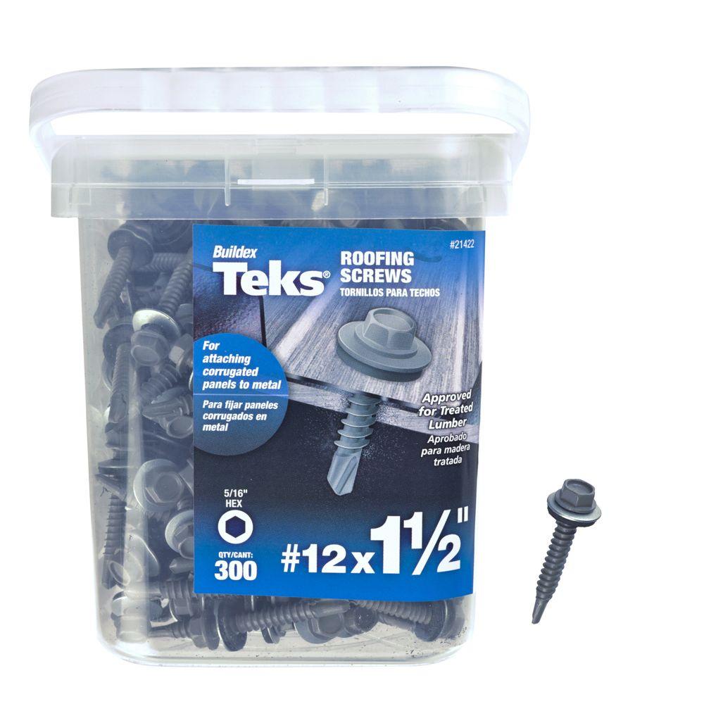 Teks 12 x 11/2 in. HexHead Roofing Screws (300Pack)21422 The