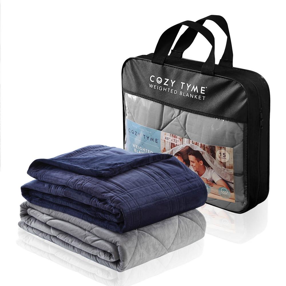 Ekon Navy 48 in. x 72 in. 20 lb. Weighted Blanket B1712012NYTHD The