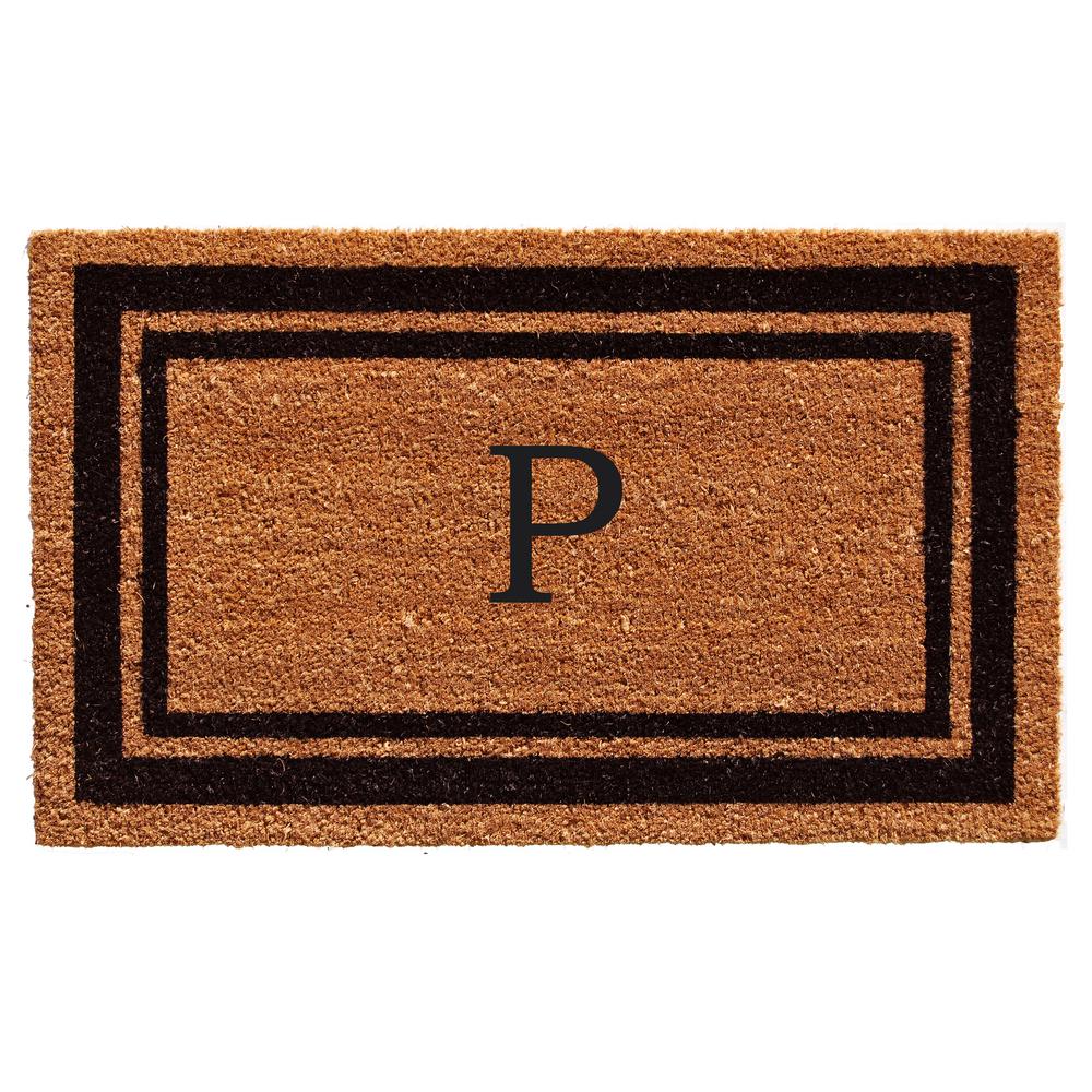 Home & More Black Border Door Mat 24 in. x 36 in. Monogram P Door Mat