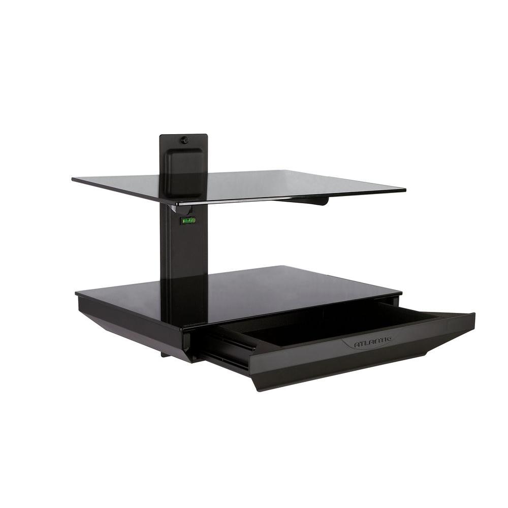 Atlantic 2 Tier Av Component Shelf With Drawer Black 38435981 Atlantic 2 Tier Av Component Shelf With
