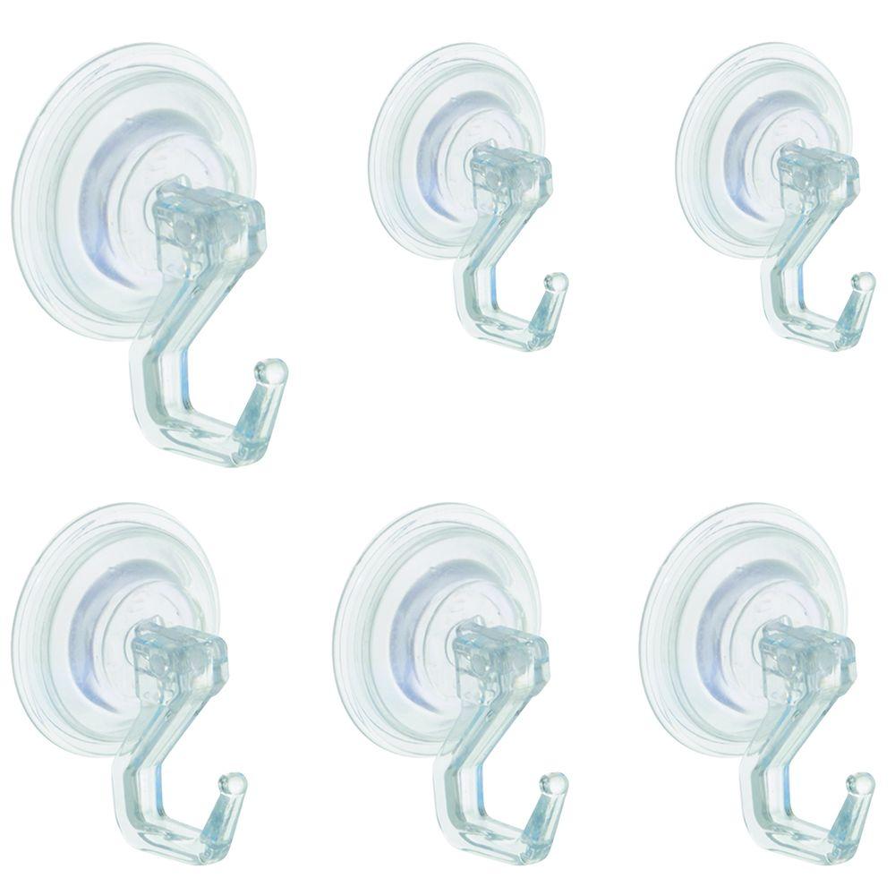 Interdesign Power Lock Suction 6 Robe Hook Combo Pack In Clear-18130 