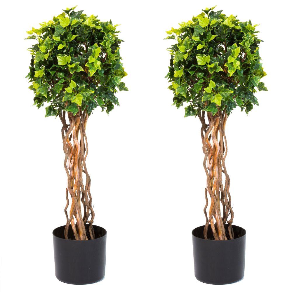 Pure Garden 30 In English Ivy Single Ball Topiary Tree 2 Pack 50 English Ivy Single Ball Topiary Tree 2 Pack
