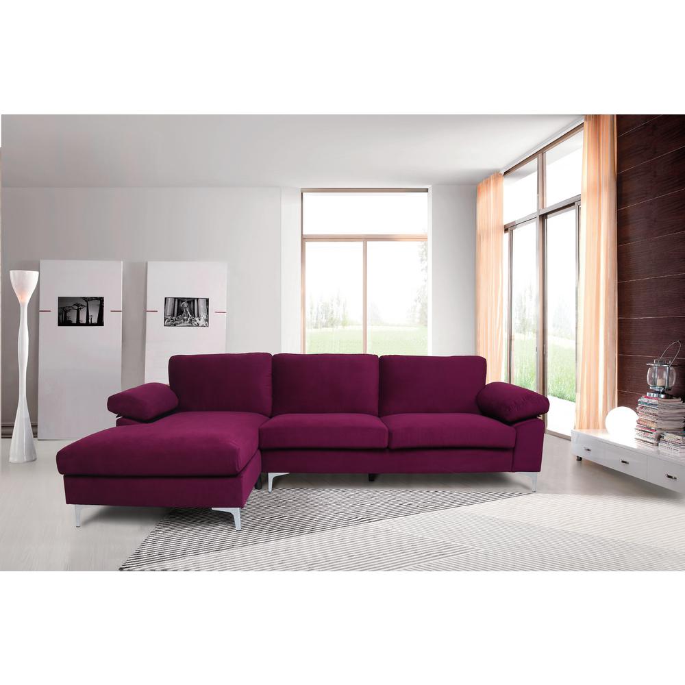 Harper Bright Designs Modern Red Velvet 2 Piece Sectional Sofa