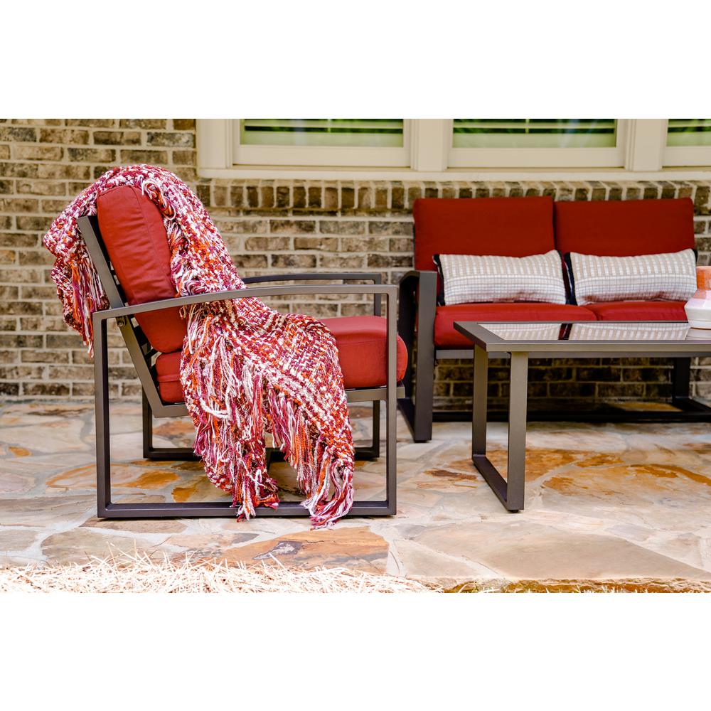 Leisure Made Jasper 4 Piece Aluminum Patio Conversation Set With Red Cushions 967003 Red The Home Depot
