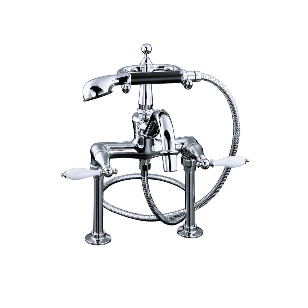 KOHLER Finial 2Handle Claw Foot Tub Faucet with Hand Shower in Polished ChromeK3314MCP