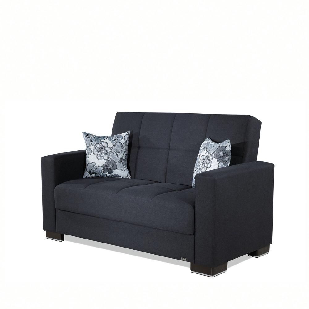 Ottomanson Armada Dark Blue Fabric Upholstery Love Seat With Dark Blue Fabric Upholstery Love Seat
