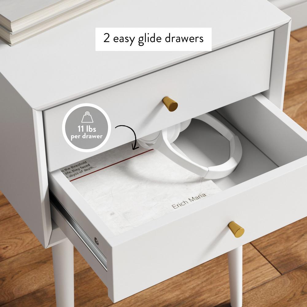 Nathan James Harper White 2Drawer Wooden Side Table 32701 The Home Depot