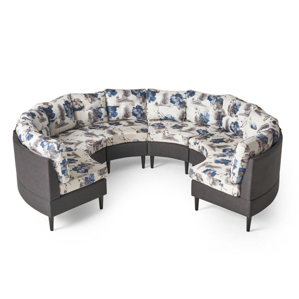 Noble House Jazmine 6 Seater Floral Pink Sectional 67522 The