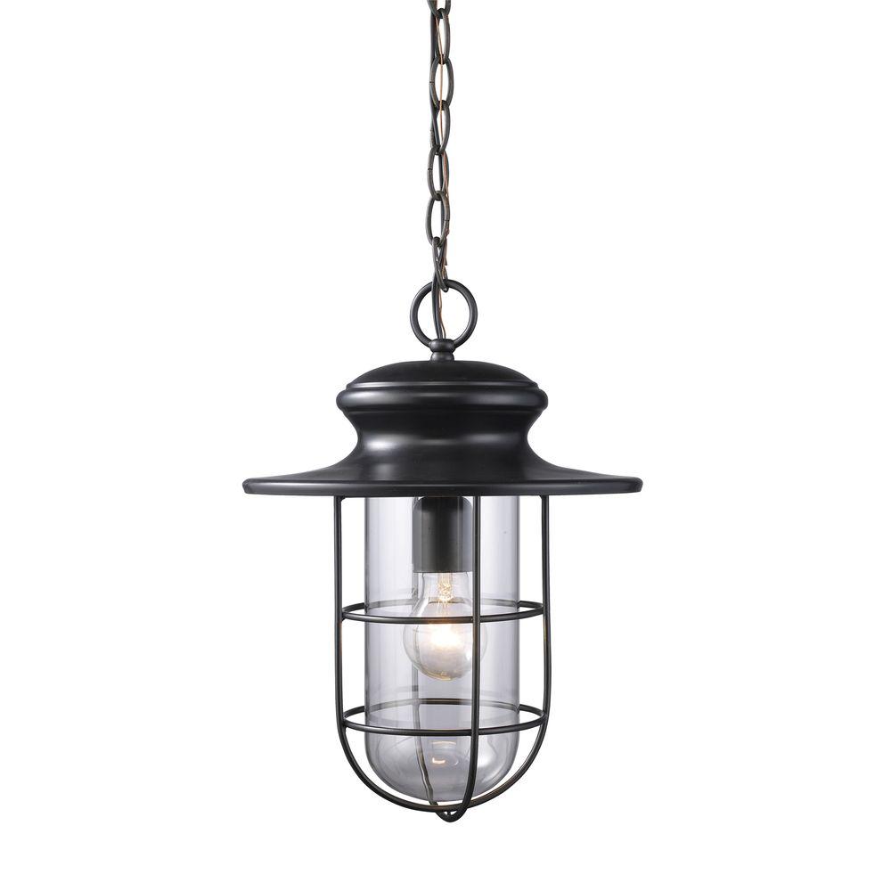 Titan Lighting Portside 1 Light Matte Black Outdoor Hanging Pendant