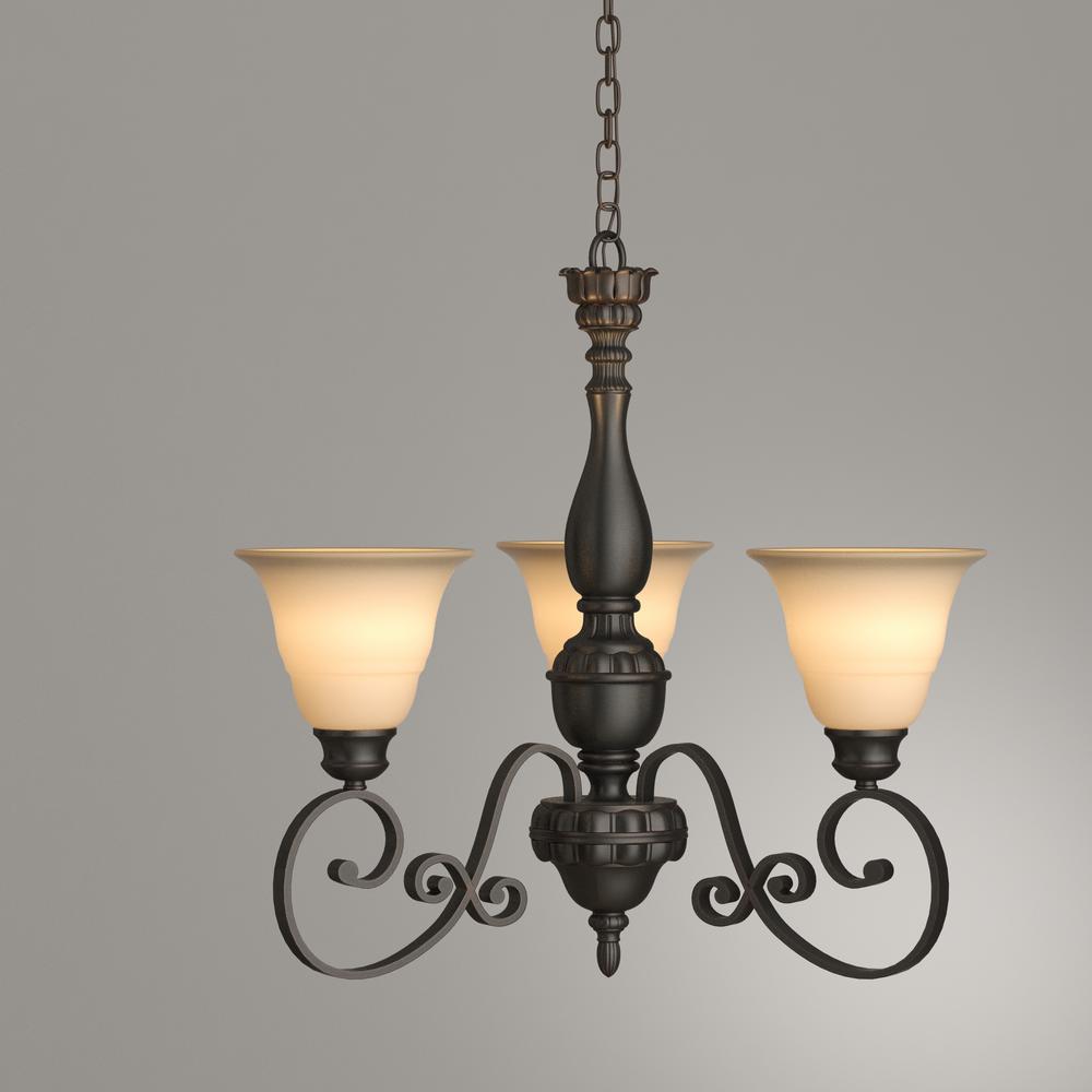 Hampton Bay Carina 3 Light Aged Bronze Chandelier With Tea Stained