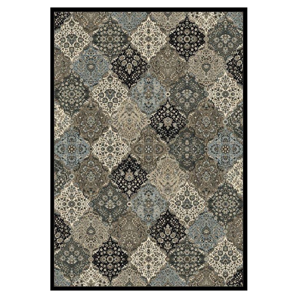 Kas Rugs Metallic Panel Silver/Black 3 ft. 3 in. x 4 ft. 7 in. Area Rug