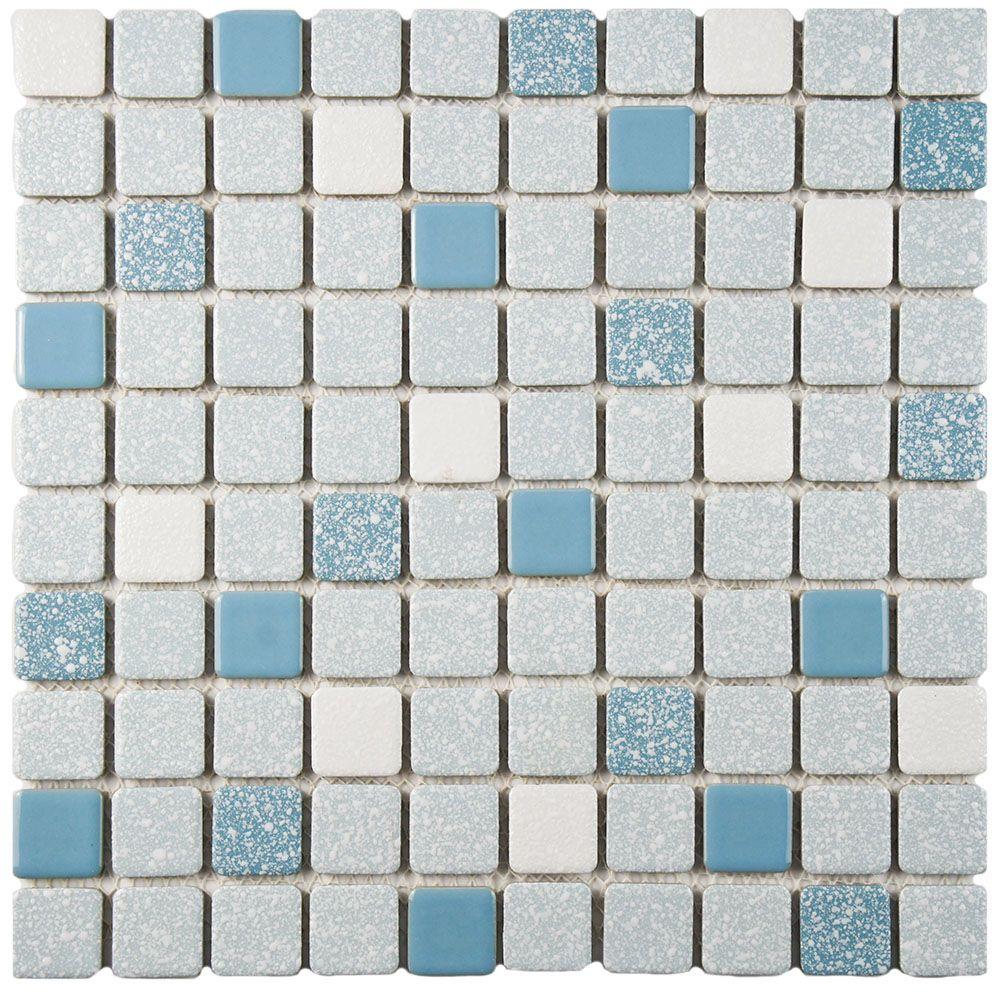 Blue Mosaic Tile The Home Depot Crystalline Square Blue