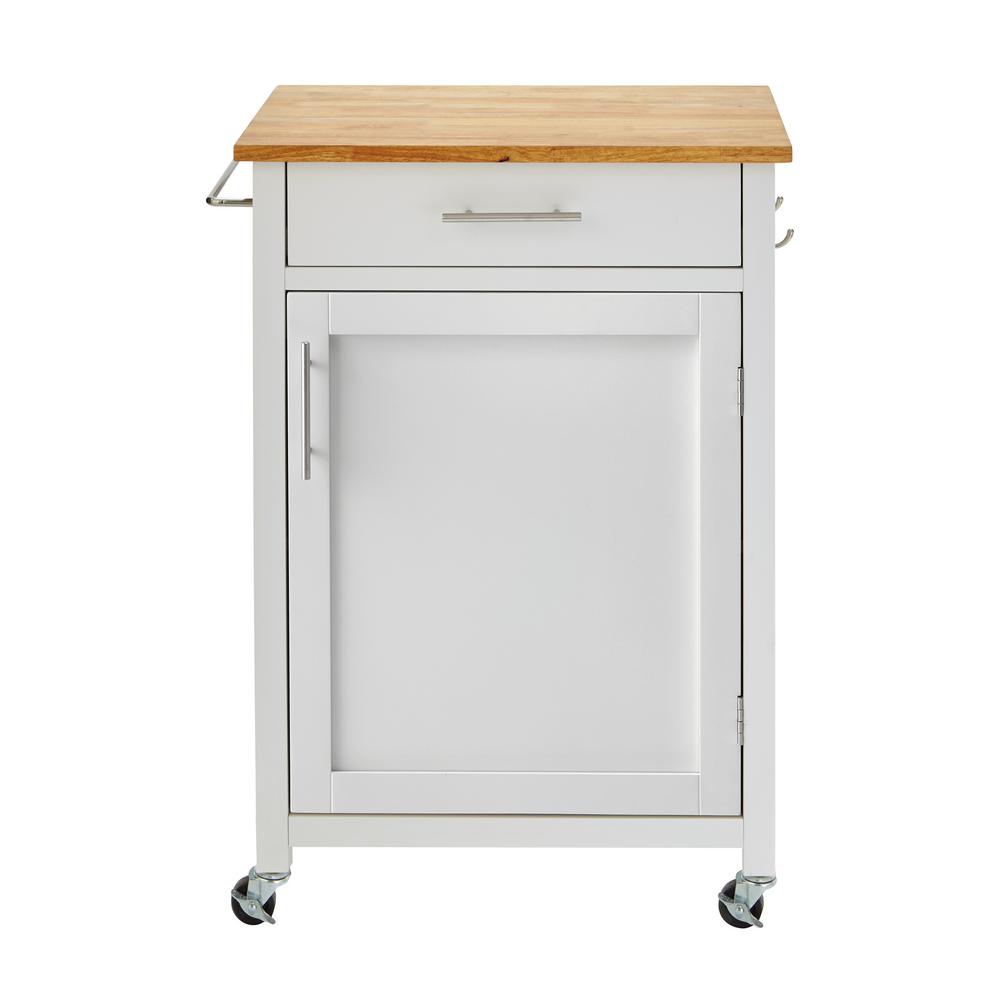 StyleWell Glenville White Kitchen Cart with 1 Drawer-SK17787Cr2-BBW ...