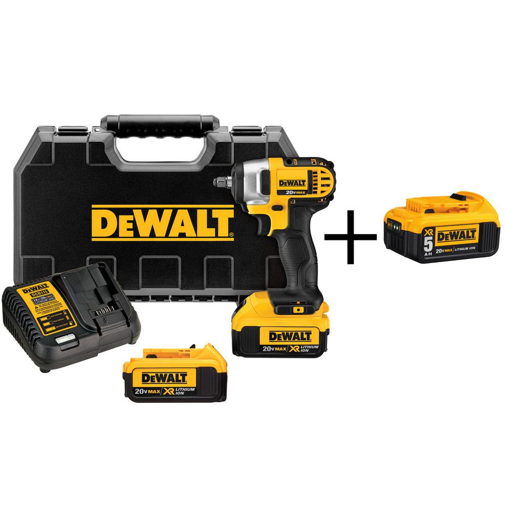 DEWALT Volt MAX Lithium Ion In Cordless Impact Wrench Kit With Bonus Battery Pack