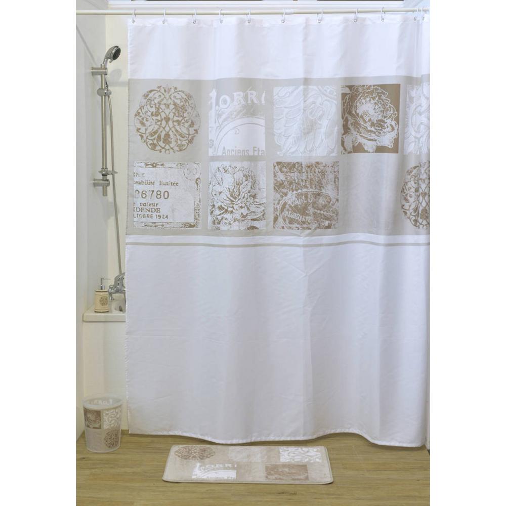 Paris Romance Polyester Fabric Shower Curtain Multicolored