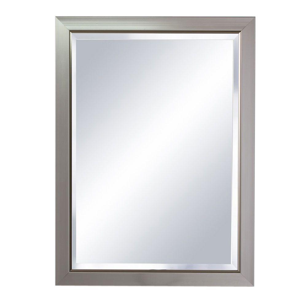 Framed Wall Aluminum Stainless Steel Vanity Mirrors Bathroom Single Framed Wall Mount Mirror In Brush Nickel