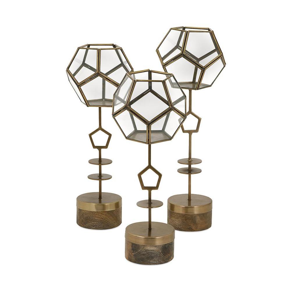Home Decorators Collection Jada Gold Terrarium Stands (Set of 3
