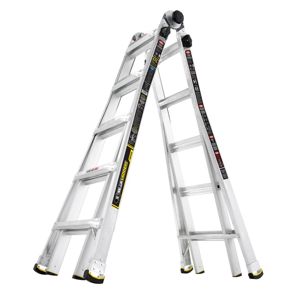 Werner 26 ft. Aluminum Telescoping Multi-Position Ladder with 300 ...