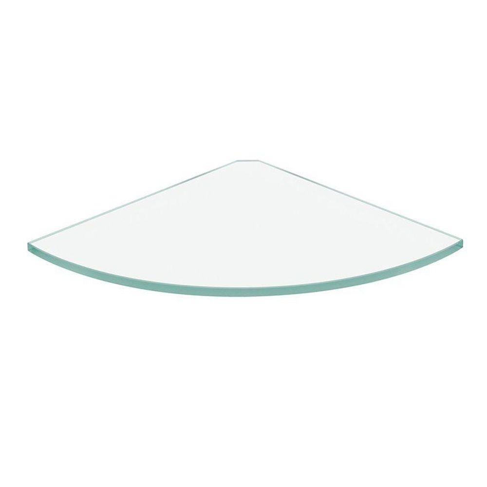 Dolle GLASSLINE 9.8 in. x 9.8 in. x 0.31 in. Frosted Glass Corner Shelf without Brackets