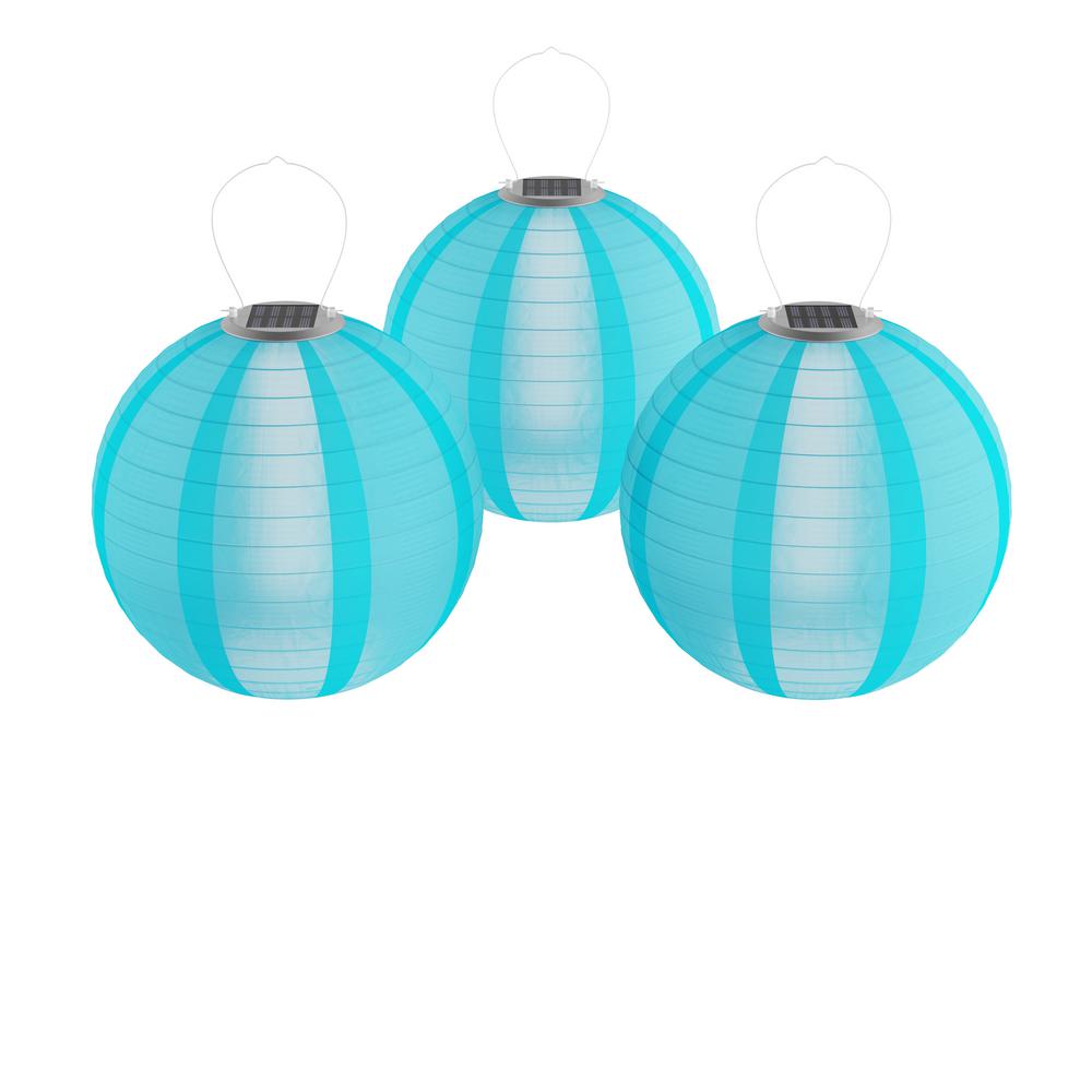 blue and green paper lanterns