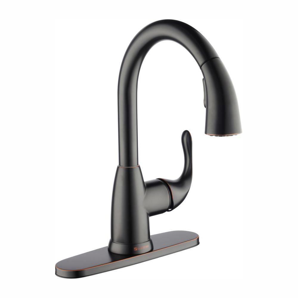 Glacier Bay Dylan Single Handle Pull Down Kitchen Faucet With Turbospray And Fastmount In Bronze