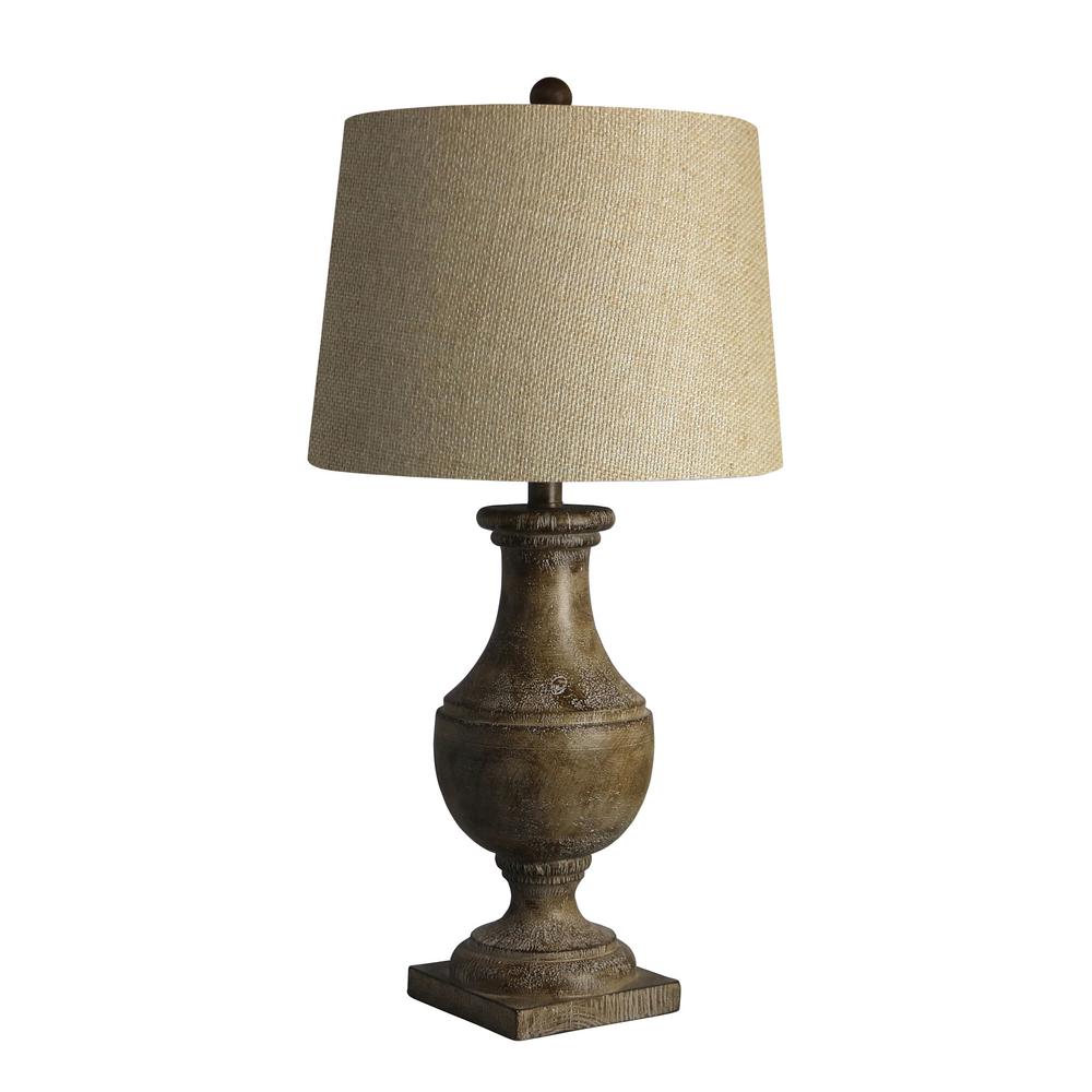 Fangio Lighting 28 In Cottage Coffee Classic Urn On Square Pedestal Resin Table Lamp