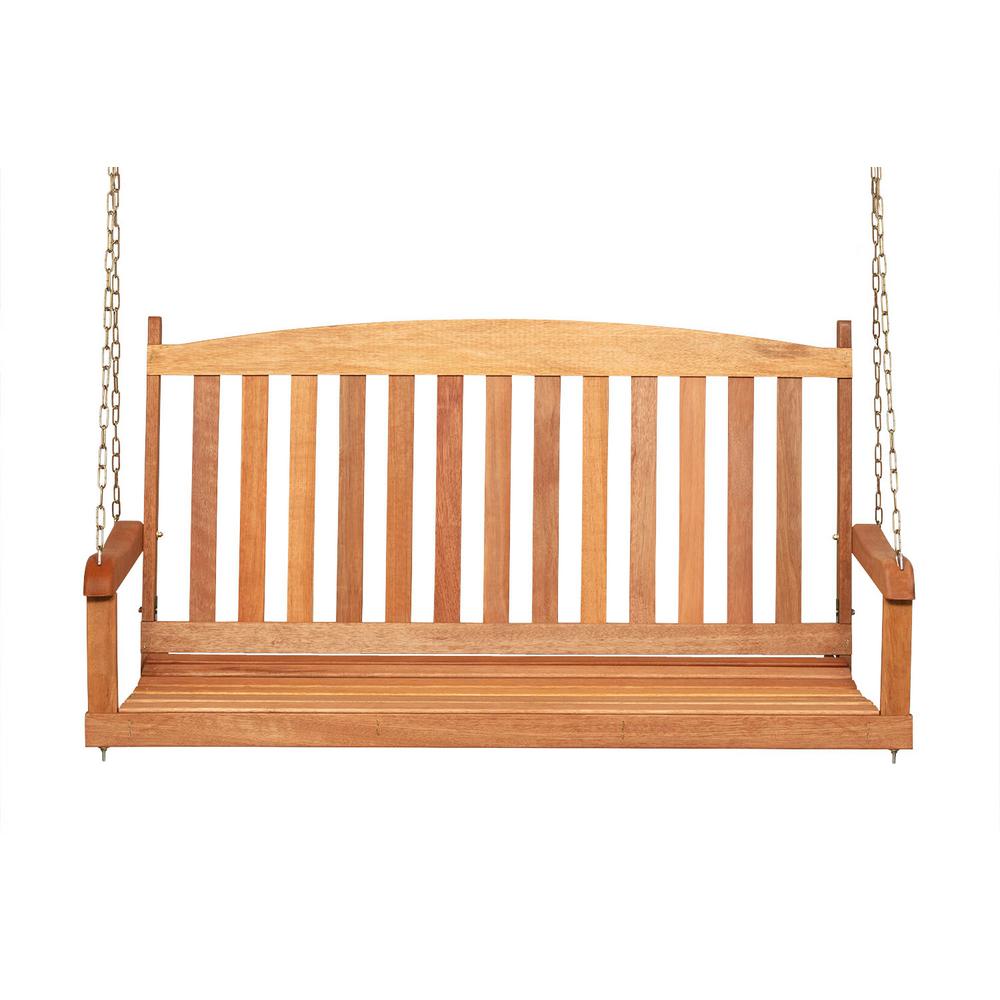 JACKPOST Outdoor Hardwood Porch Swing with Chains and CushionH37HB