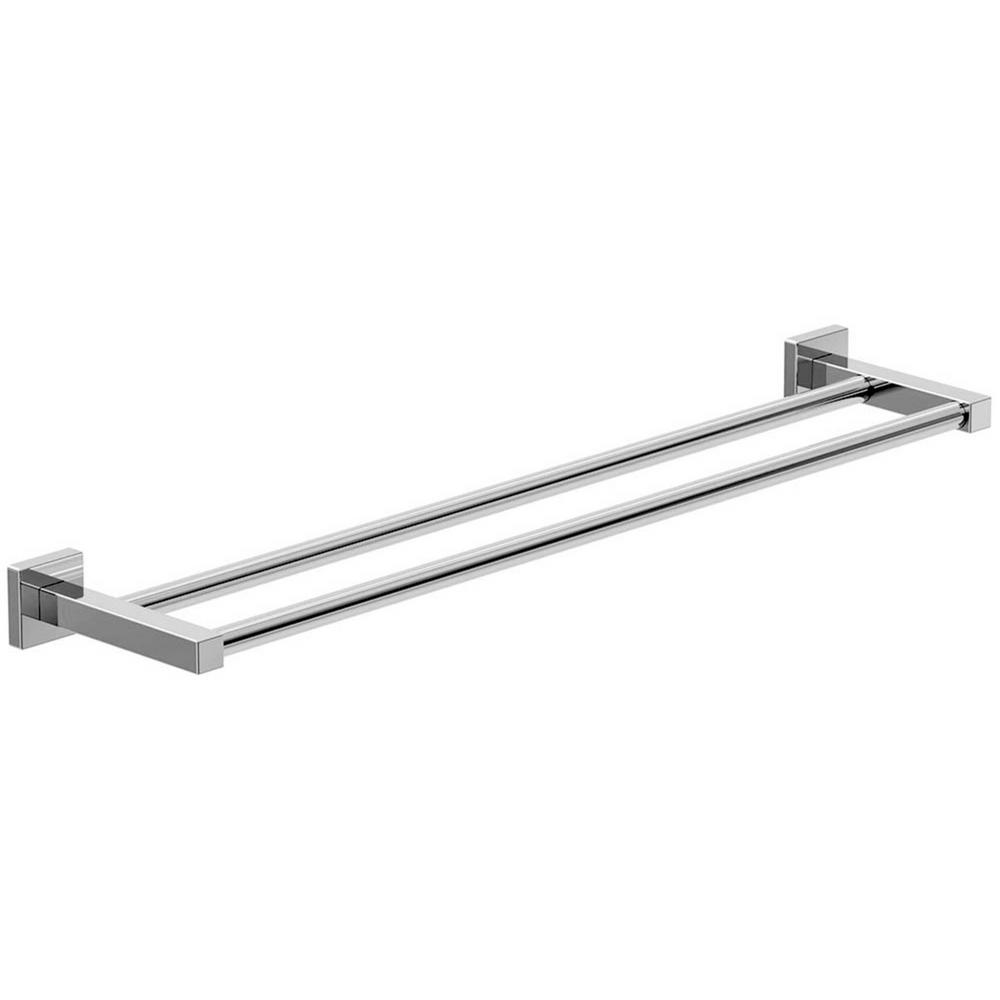18 double towel bar with shelf brushed nickel