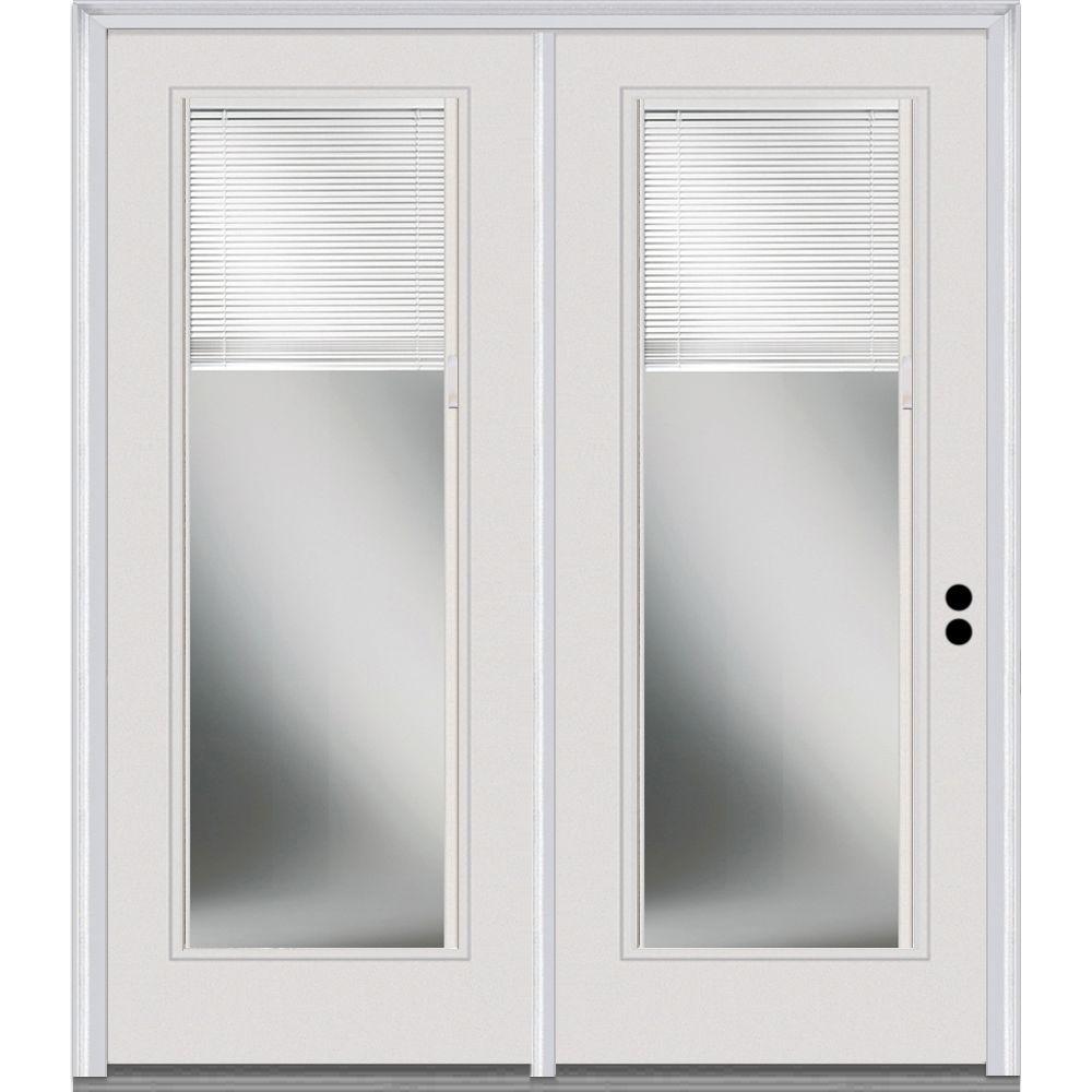 MMI Door 72 in. x 80 in. Clear Glass Internal Blinds Primed Fiberglass