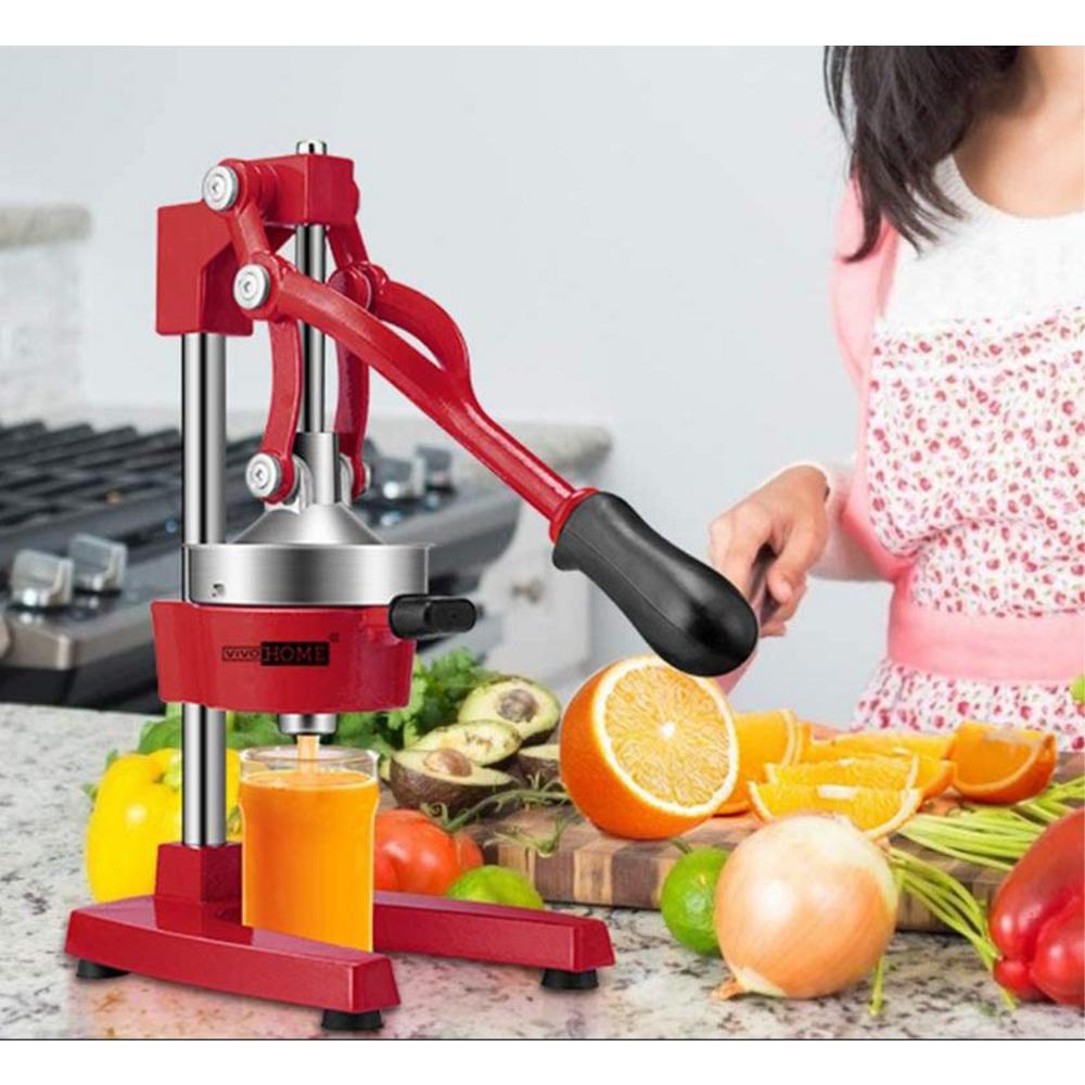 Vivohome Stainless Steel Red Manual Hand Press Juicer Machine 