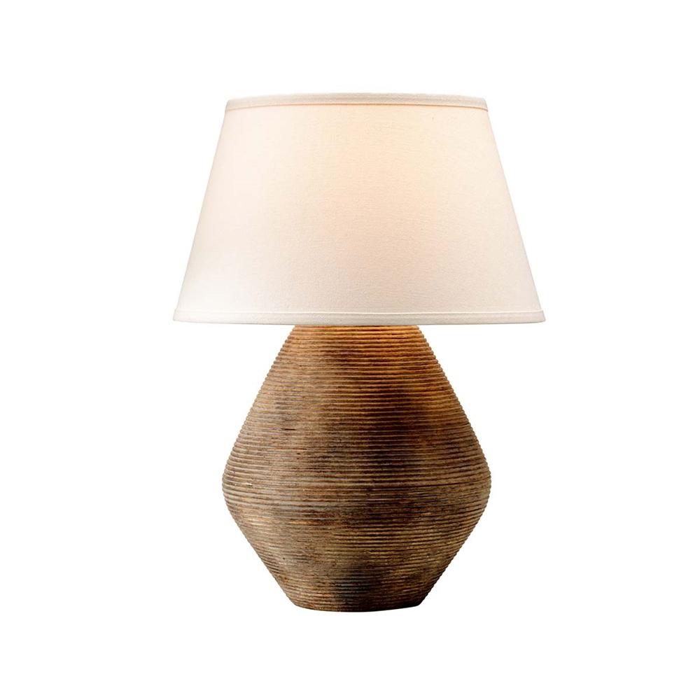 Calabria 22 in. Rustco Table Lamp with Off-White Linen Shade
