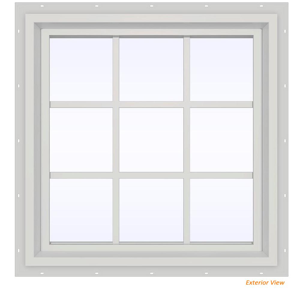 Jeld Wen 29 5 In X 35 V 4500 Series White Vinyl Fixed Picture V 4500 Series White Vinyl Fixed Picture Window With Colonial Grids Grilles