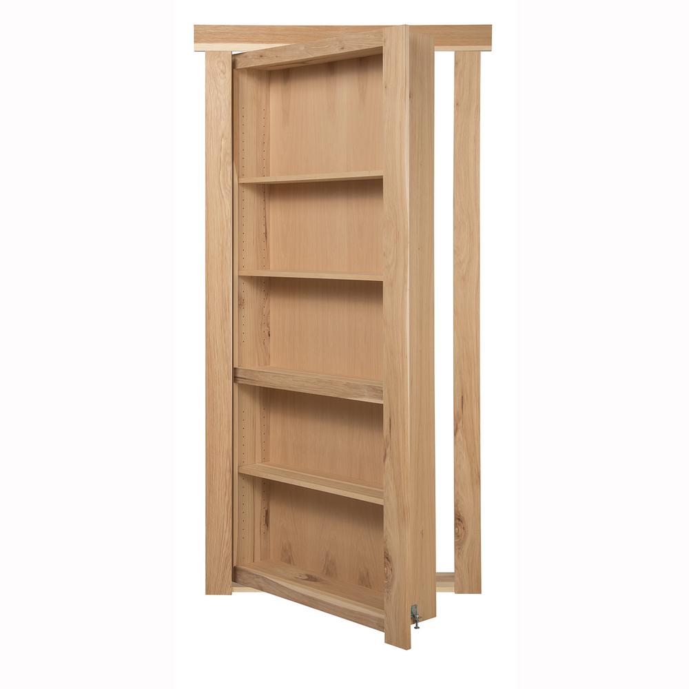 The Murphy Door 30 In X 80 In Flush Mount Assembled Hickory Unfinished Right Hand In Swing Solid Core Interior Bookcase Door