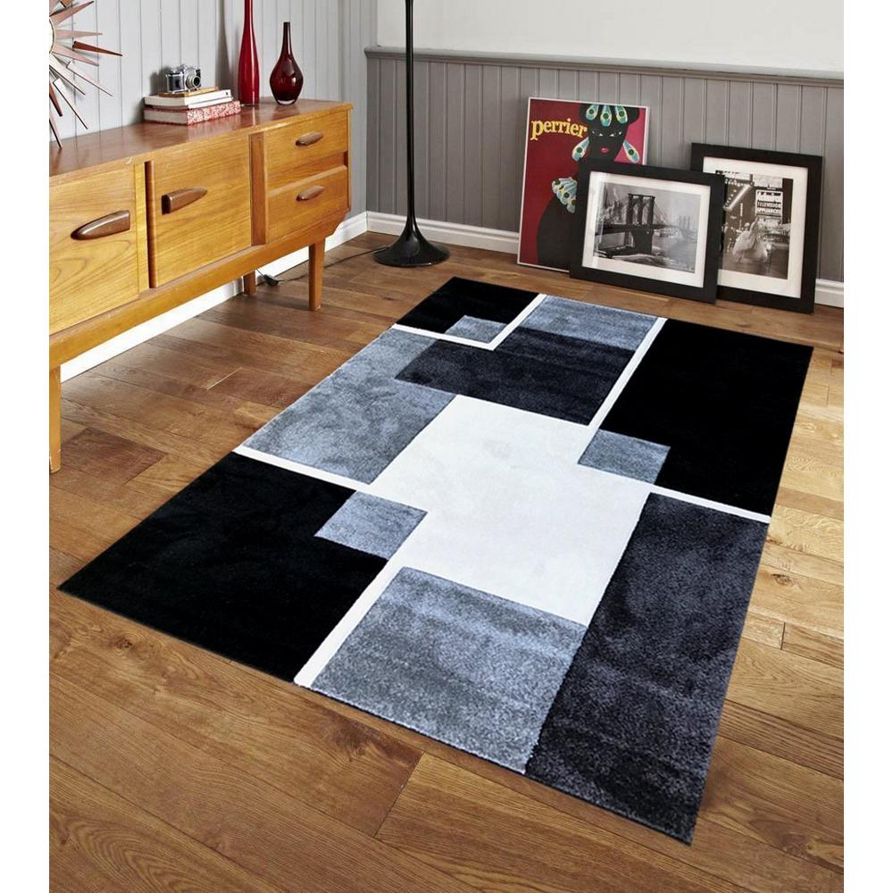 Renzo Collection Black 5 ft. x 7 ft. Area Rug-755A5X7GY - The Home Depot