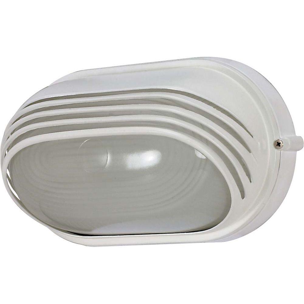 Bulkhead Lights Outdoor Wall Mounted Lighting The Home Depot 1 Light Outdoor Semi Gloss White Oval