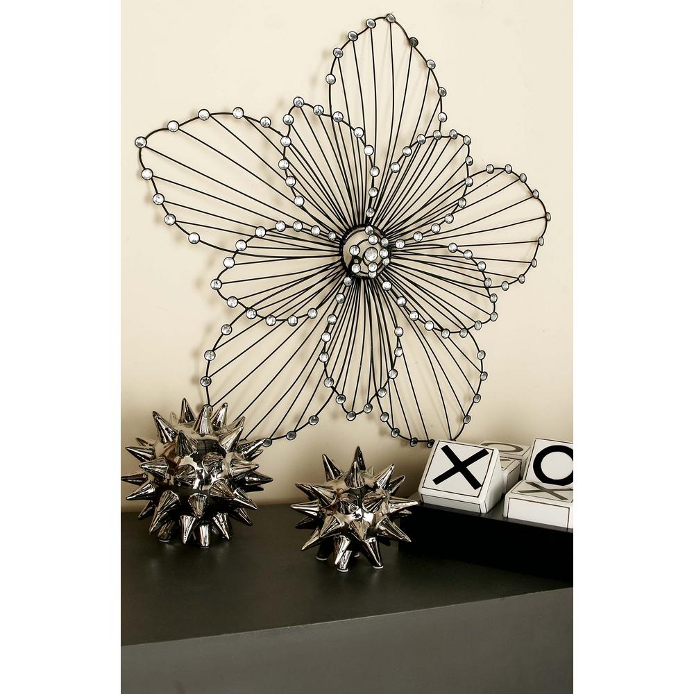 27 In X Glitz Inspired Black Iron Wire Flower Petal Wall Glitz Inspired Black Iron Wire Flower Petal Wall Decor 55101 The Home Depot