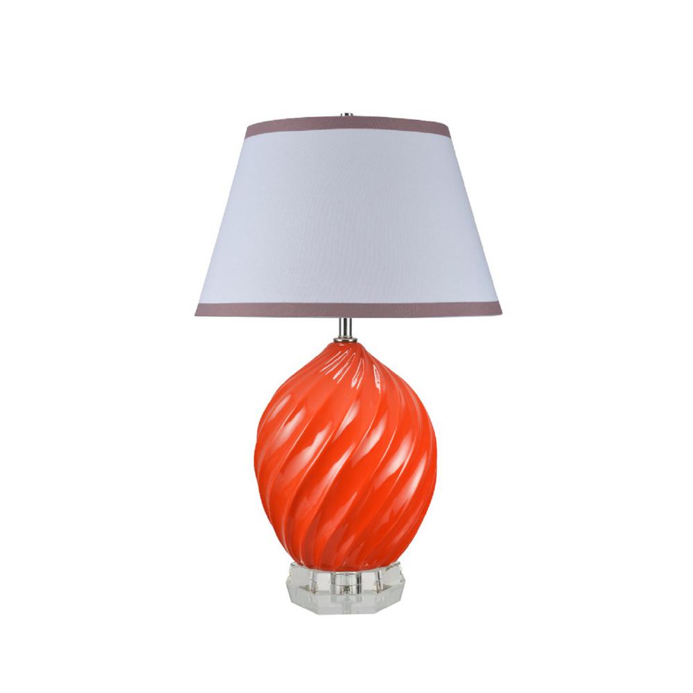 Aspen Creative Corporation 26 1 2 In Tangerine Ceramic Table Lamp With Empire Shaped Shade White