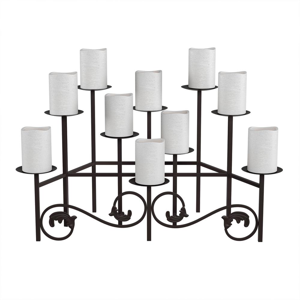 Event Lavish Home 5 Candelabra with Classic Scroll Design-Handcrafted Iron Candle Holder//Centerpiece for Home Decor Wedding Matte Black