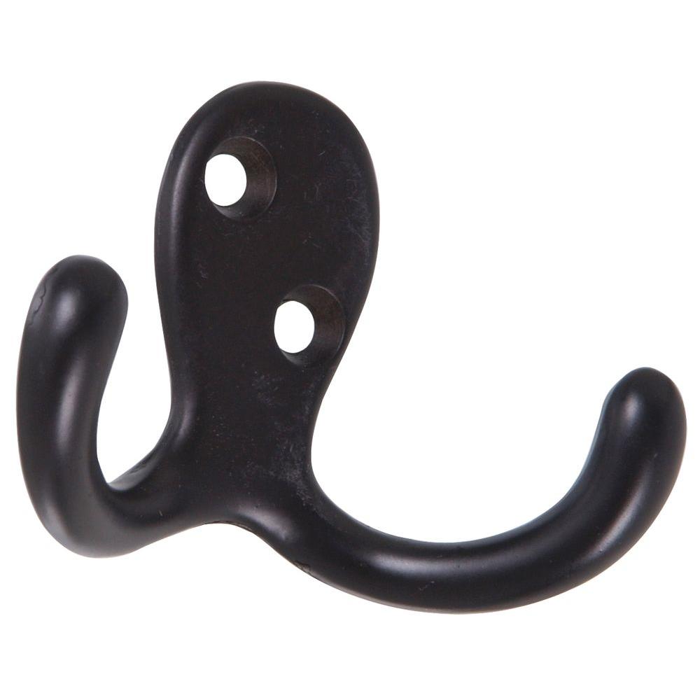 The Hillman Group Double Clothes Hook in Oil-Rubbed Bronze (5-Pack ...