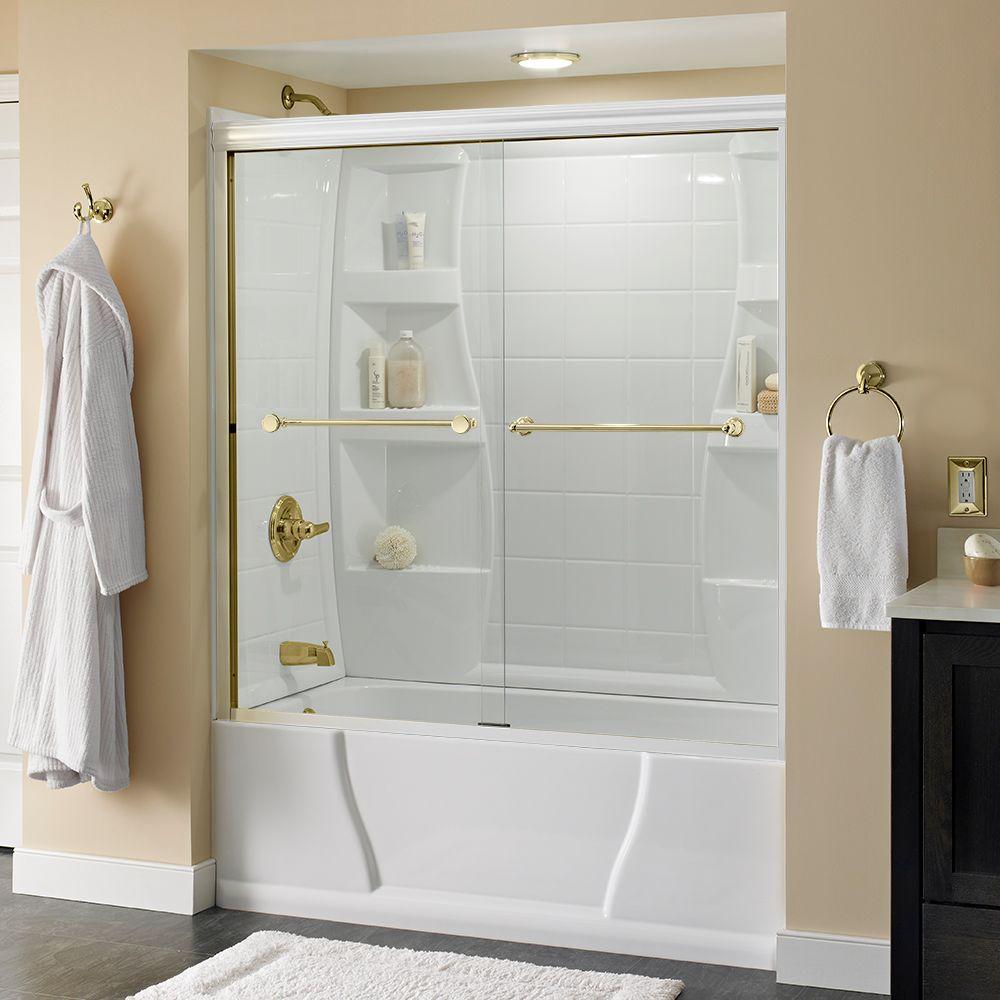 Delta Classic 400 Curve 60 in. x 62 in. Frameless Sliding Tub Door in ...