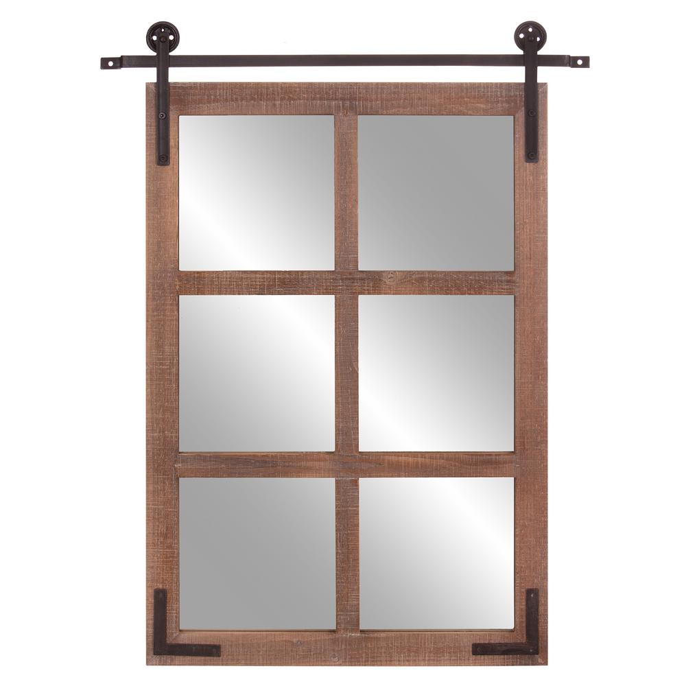 Pinnacle Sliding Barn Door 30 In X 36 Brown Wood Wall Mirror Pinnacle Sliding Barn Door 30 In X 36