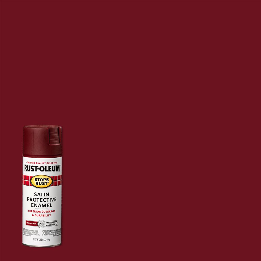 RustOleum Stops Rust 12 oz. Protective Enamel Satin Heritage Red Spray