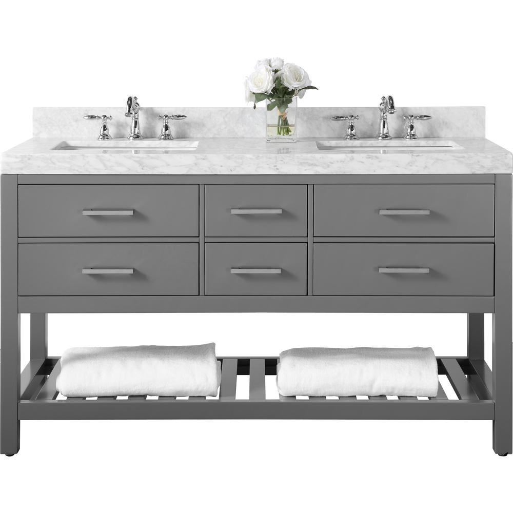 Includes White Cabinet With Soft Close Drawers Self Closing Doors Elizabeth 42 Inch Bathroom Vanity Carrara Authentic Italian Marble Top And Rectangular Ceramic Sink Tools Home Improvement Kitchen - 42 Inch Bathroom Sink Vanity