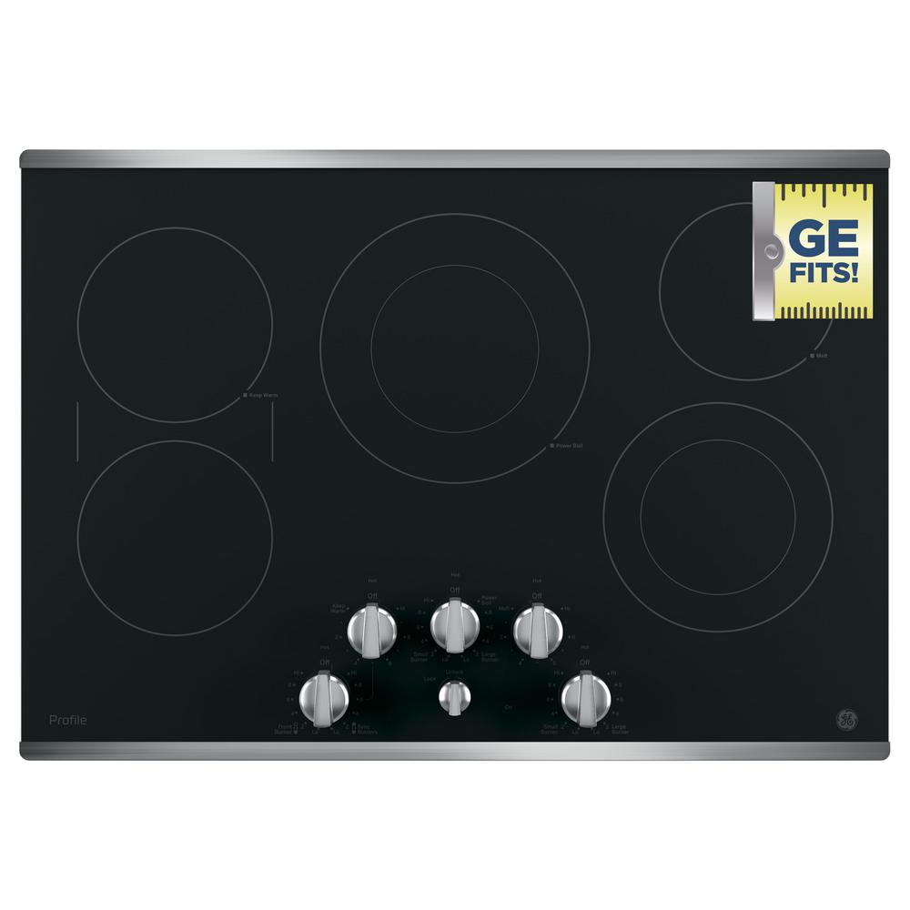 GE Profile 30 in. Radiant Electric Cooktop in Stainless Steel with 5 Elements with Rapid Boil