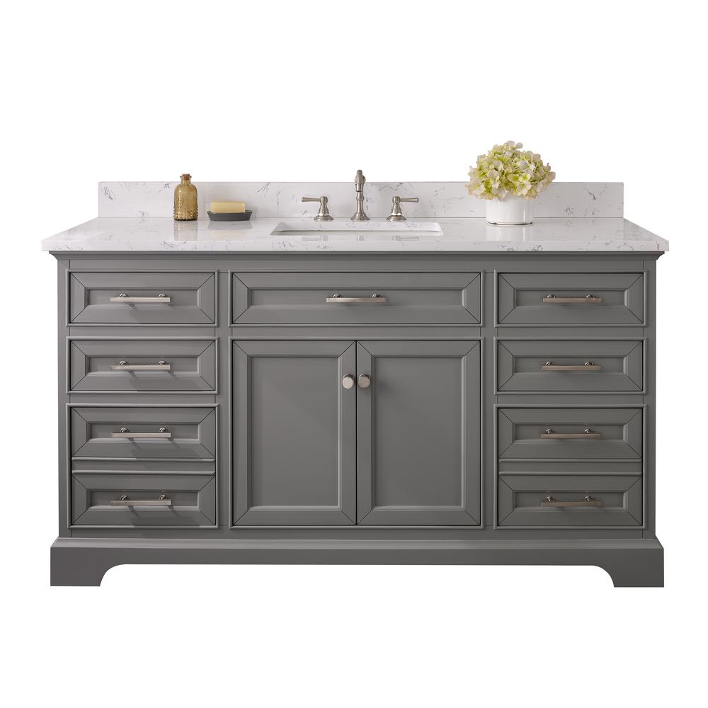 Unbranded Thompson 60 in. W x 22 in. D Bath Vanity in Gray with