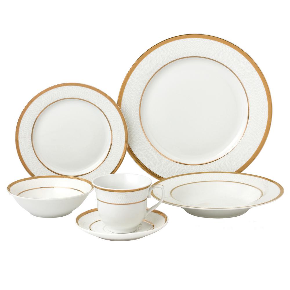Lorren Home Trends 24Piece Gold Porcelain Dinnerware Service for 4
