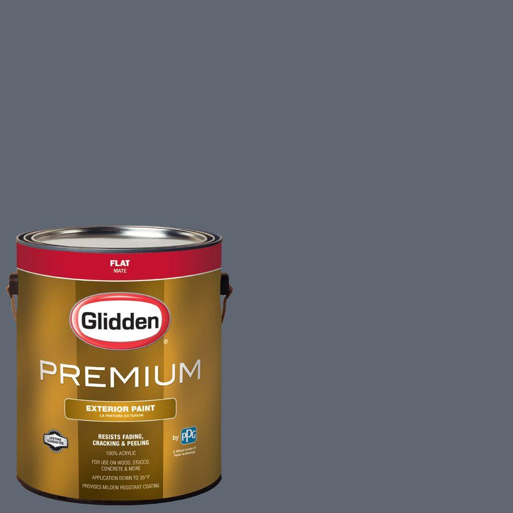 Glidden Premium 1 Gal Hdgcn47 Blue Grey Slate Flat Latex Exterior Hdgcn47 Blue Grey Slate Flat Latex Exterior Paint