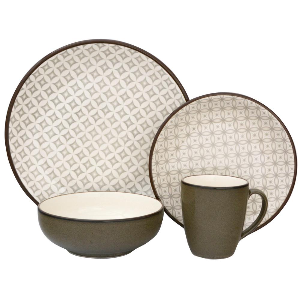 Sango Crystal 16 Piece Green Dinnerware Set 3625gy800acm24 The Sango Crystal 16 Piece Green Dinnerware Set